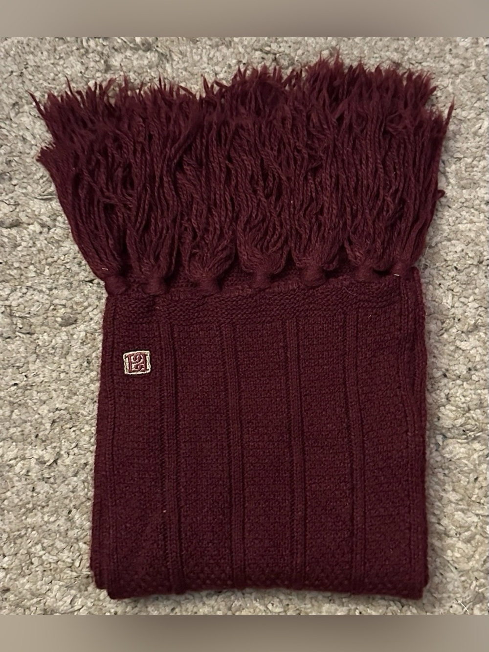 Women’s Purple Stretch Ribbed Tight Knit Fringed Scarf 72” x 7”
